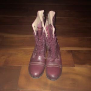 Steve Madden Burgundy Combat Boots Size 8